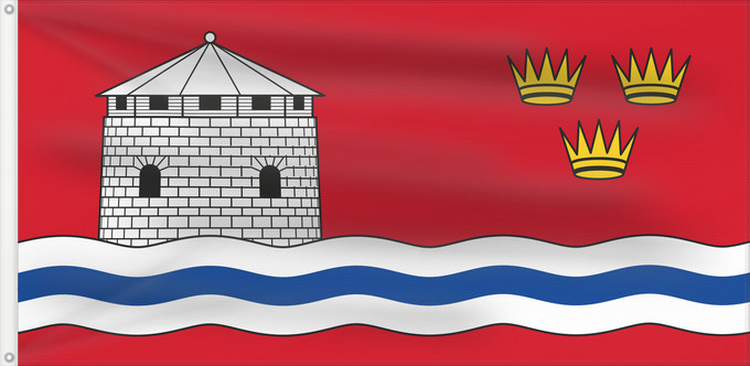 Drapeau, avec deux œillets métalliques et guindant renforcé : Kingston, Ontario	Kingston, Ontario, Canada