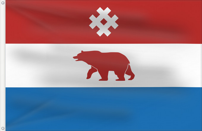 Drapeau, avec deux œillets métalliques et guindant renforcé : Komi-Permyak Okrug	Komi-Permyak Okrug, Perm Krai, Russia	Okrug de Komi-Permiak	Okrug de Komi-Permyak	Komi-Permjakischer Kreis	Circondario di Komi-Permyak	Флаг Коми-Пермяцкого округа