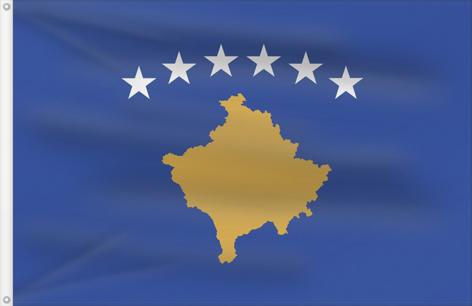 Drapeau, avec deux œillets métalliques et guindant renforcé : Kosovo  3-2	Kosovo	Kosovo (3:2)