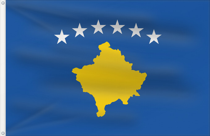 Drapeau, avec deux œillets métalliques et guindant renforcé : Kosovo  yellow	Kosovo (yellow)	Kosovo (jaune)	Kosovo (amarillo)	Kosovo (gelb)	Kosovo (giallo)	I Kosovës	Kosova