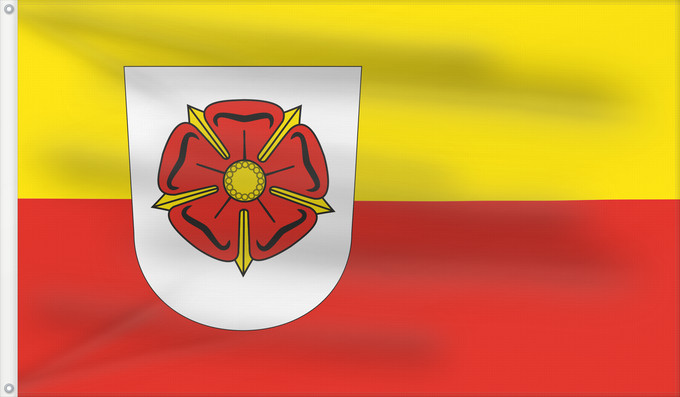 Drapeau, avec deux œillets métalliques et guindant renforcé : Kreises Lippe German district of Lippe L arrondissement allemand de Lippe Distrito de Lippe Kreises Lippe nach § 2 Absatz 1 und 3 der Hauptsatzung des Kreises Lippe Der Kreis führt folgendes Wappen In Silber weiß eine rote fünfblätterige Rose mit golde
