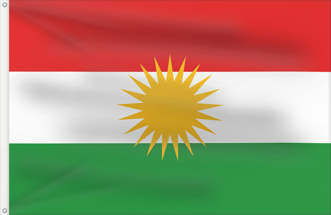 Drapeau, avec deux œillets métalliques et guindant renforcé : Kurdistan Kurds and Kurdistan Kurdistán