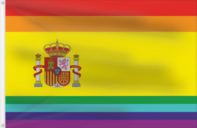 Drapeau, avec deux œillets métalliques et guindant renforcé : LGBT Spain	LGBT Espagne	LGBT de España	LGBT-Flagge Spaniens	LGBT Spagna