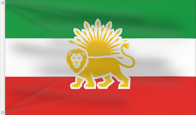Drapeau, avec deux œillets métalliques et guindant renforcé : Lion and Sun Flag proposal for the Republic of Iran	This modern Lion and Sun flag is based on old Persian/Iranian flags