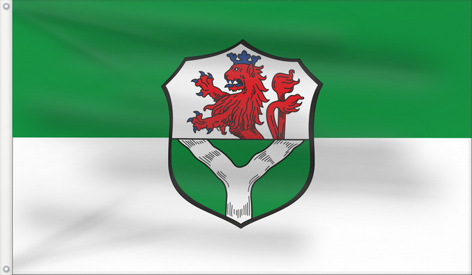 Drapeau, avec deux œillets métalliques et guindant renforcé : Lohmar	Beschreibung der Flagge  Der Stadt Lohmar ist ferner das Recht zur Führung einer Flagge verliehen worden
