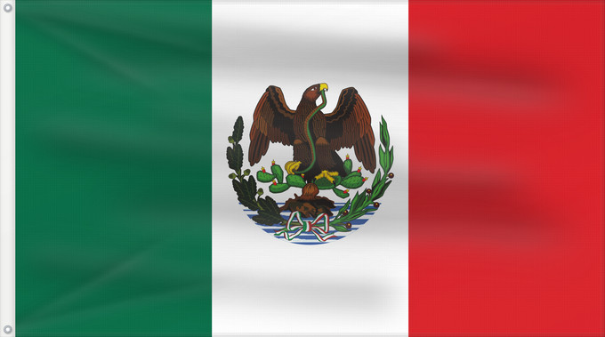 Drapeau, avec deux œillets métalliques et guindant renforcé : México  1880-1914	Mexico (1880-1914)	Mexique (1880-1914)	Con el Escudo Nacional Mexicano usado entre 1880 durante el gobierno de Porfirio Díaz	Mexiko (1880-1914)	Messico (1880-1914)