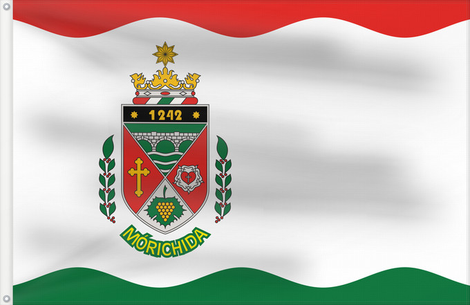 Drapeau, avec deux œillets métalliques et guindant renforcé : Mórichida	Mórichida község