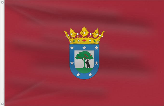 Flag, with two metal eyelets and reinforced hoist: Madrid city Spain Madrid, in the Community of Madrid, Spain Madrid (ville) La Villa de Madrid se compone del escudo descrito en el titulo I Madrid (Stadt) Madrid (città)