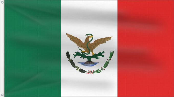 Drapeau, avec deux œillets métalliques et guindant renforcé : Mexicana FEDERALISTA 1832 a 1911	Mexico Federalist (1832-1911)	Mexique Fédéraliste (1832-1911)	Usada por los grupos federalistas y Liberales en Mexico entre 1832 y 1910, en base a File Logo Basado en Medalla 1847.  File ESCUDO EDOMEX 1833.  para el aguila