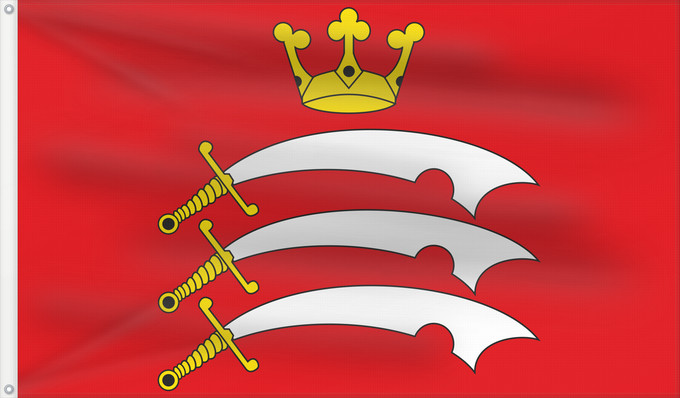 Drapeau, avec deux œillets métalliques et guindant renforcé : Middlesex	Middlesex flag with notched swords  heraldic  seaxes	Middlesex (seaxes)	Middlesex (Seax)
