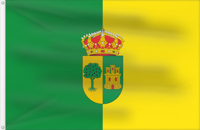 Drapeau, avec deux œillets métalliques et guindant renforcé : Montánchez Town of Montánchez; in Cáceres, Spain Municipio de Montánchez; en Cáceres, España