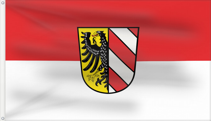 Drapeau, avec deux œillets métalliques et guindant renforcé : Nürnberg	Nuremberg	Núrnberg	Norimberga	Norymbergi