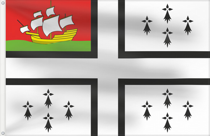 Drapeau, avec deux œillets métalliques et guindant renforcé : Nantes  20è siècle	City of Nantes  Brittany	Ville de Nantes  Bretagne	Nantes (siglo XX)	Nantes (20. Jahrhundert)	Nantes (XX secolo)	Cidade de Nantes  Bretanha	Banniel an Naoned  Breizh