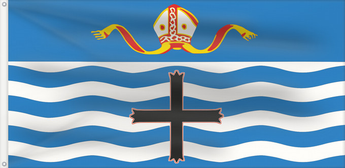 Drapeau, avec deux œillets métalliques et guindant renforcé : Nelson	A somewhat simplified representation on the Nelson City