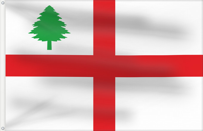 Drapeau, avec deux œillets métalliques et guindant renforcé : New England  1686	New England, described by Lt. Graydon in 1686	Nouvelle-Angleterre (1686)	Nueva Inglaterra (1686)	Neuengland (1686)	Nuova Inghilterra (1686)