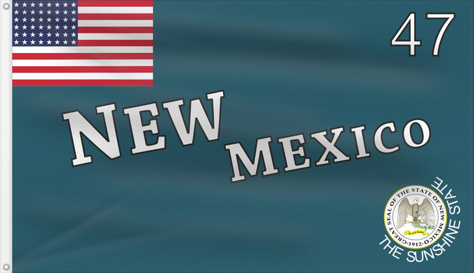 Drapeau, avec deux œillets métalliques et guindant renforcé : New Mexico  1912-1925	Reconstruction of the first  unofficial  flag of the state of New Mexico  1915 - 1925