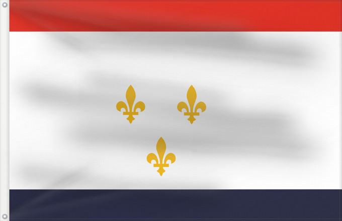 Drapeau, avec deux œillets métalliques et guindant renforcé : New Orleans, Louisiana	New Orleans	Nouvelle-Orléans	Nueva Orleans	Novae Aureliae