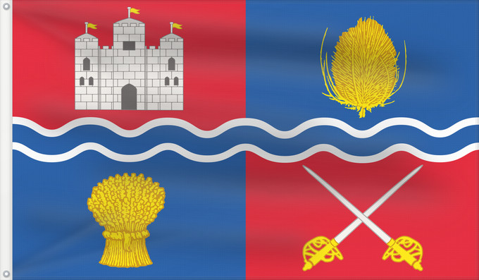 Drapeau, avec deux œillets métalliques et guindant renforcé : Newbury town	The town flag of Newbury in Berkshire