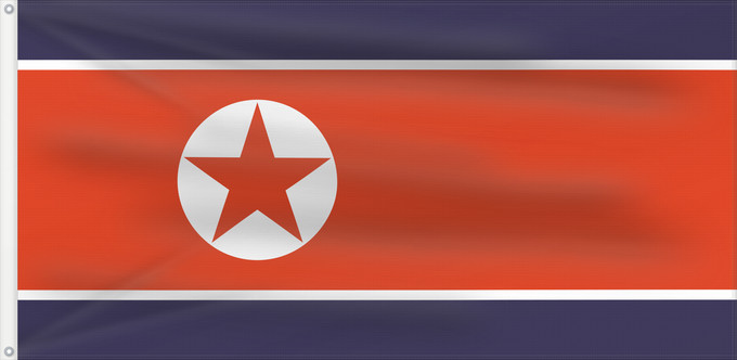 Drapeau, avec deux œillets métalliques et guindant renforcé : North Korea  alternative colours	DPRK with colours taken from the flag of the Korean Empire  1892-1910	Corée du Nord (couleurs alternatives)	Corea del Norte (colores alternativos)	Nordkorea (alternative Farben)	Corea del Nord (colori alternativi)