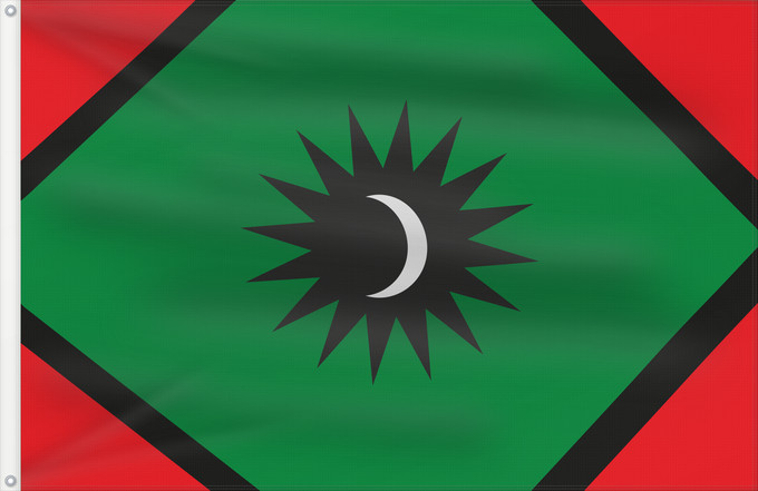 Drapeau, avec deux œillets métalliques et guindant renforcé : Nubia	Nubia (fictional)	Nubie (fictif)	Nubia (ficticia)	Nubien (fiktiv)	Nubia (fittizia)	דגל מדינת נוביה הבדיונית מסדרת  החממה