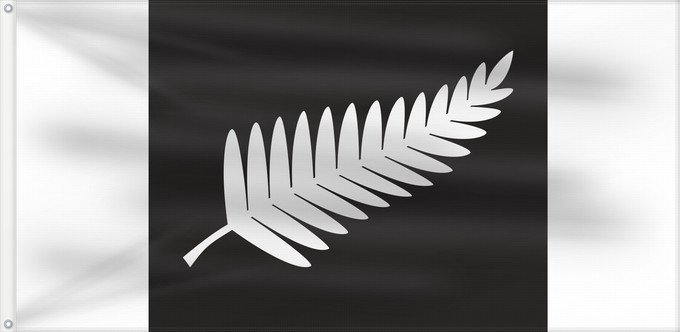 Drapeau, avec deux œillets métalliques et guindant renforcé : NZ flag design The Black & Silver by John Ansell	The Black &amp; Silver”