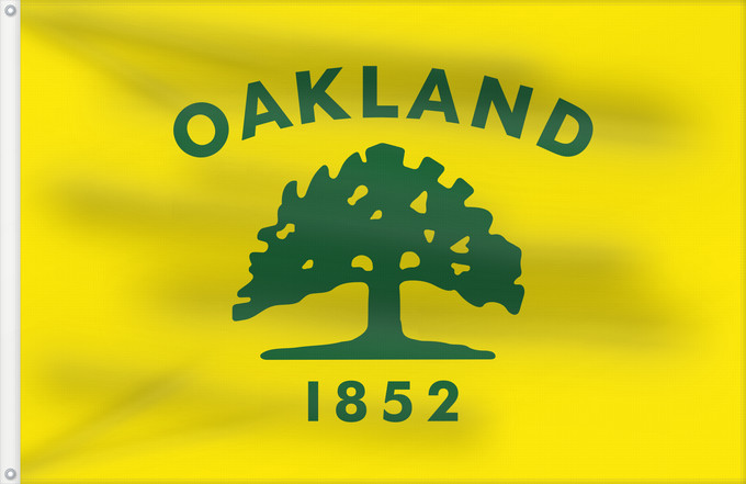 Drapeau, avec deux œillets métalliques et guindant renforcé : Oakland, California	Oakland, Californie	Oakland, Kalifornien