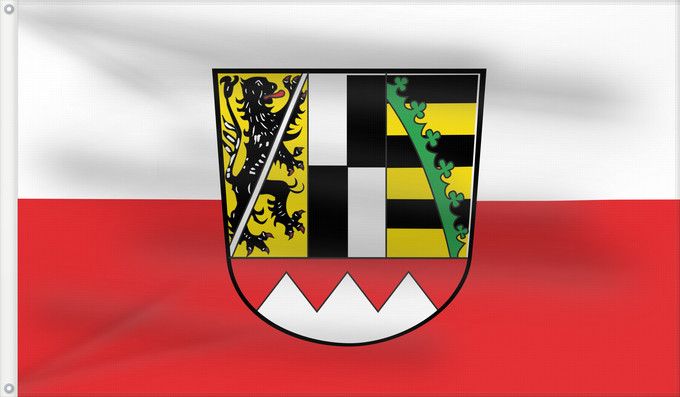 Bandiera, con due occhielli metallici e lato dell'asta rinforzato: Oberfranken	Upper Franconia	Haute-Franconie	Alta Franconia