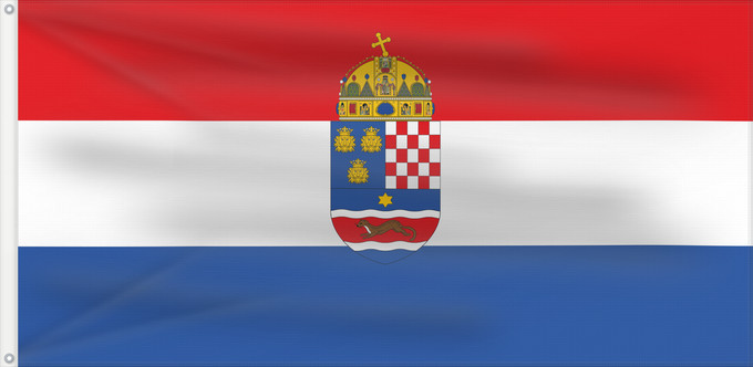 Drapeau, avec deux œillets métalliques et guindant renforcé : Of Kingdom of Dalmatia	Kingdom of Dalmatia	Royaume de Dalmatie, Slavonie et Croatie (1868-1918)	Reino de Dalmacia, Eslavonia y Croacia (1868-1918)	Königreich Dalmatien, Slawonien und Kroatien (1868-1918)	Regno di Dalmazia, Slavonia e Croazia (1868-1918)	T