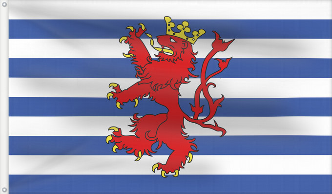 Drapeau, avec deux œillets métalliques et guindant renforcé : Official flag of the Province of Luxembourg	Official flag of the Belgian province of Luxembourg and for the Arelerland  Belgian region around Arlon	Officiel de la province Belge de Luxembourg et drapeau pour l Arelerland  Pays d Arlon