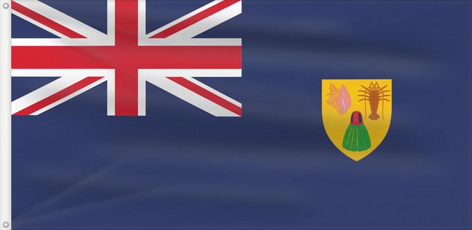 Drapeau, avec deux œillets métalliques et guindant renforcé : Turks and Caicos Islands  1968-1999	Turks and Caicos Islands from 1968 to 1999