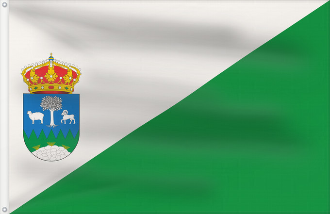 Drapeau, avec deux œillets métalliques et guindant renforcé : Olula de Castro	Olula de Castro Almería province - Spain	Municipio de Olula de Castro  Almería - España Según la descripción Paño de proporciones 3 2  largo por ancho  dividido diagonalmente mediante una recta que parte del ángulo inferior del asta