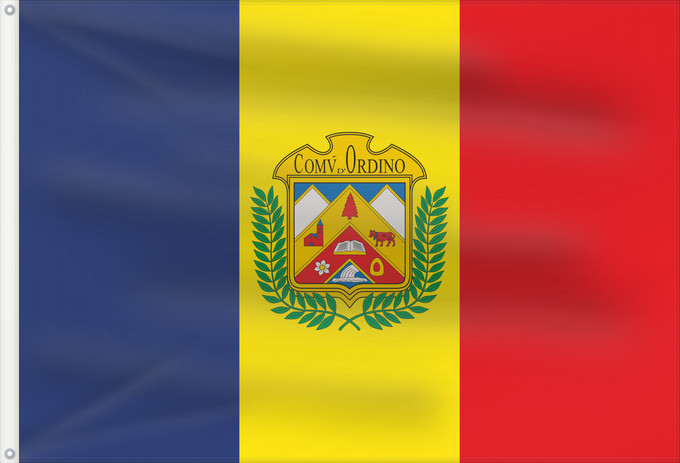 Drapeau, avec deux œillets métalliques et guindant renforcé : Ordino	Ordino  Andorra