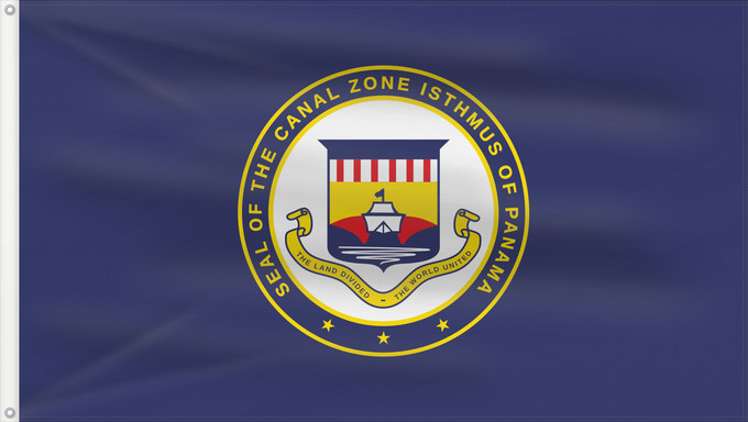 Flag, with two metal eyelets and reinforced hoist: Panama Canal Zone	Panama Canal Zone from 1915-1979	Zone du canal de Panama (1915-1979)	Zona del Canal de Panamá (1915-1979)	Panama-Kanal-Zone (1915-1979)	Zona del Canale di Panama (1915-1979)
