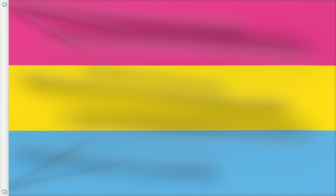 Drapeau, avec deux œillets métalliques et guindant renforcé : Pansexuality Pride	Pansexuality flag or Pansexual pride flag