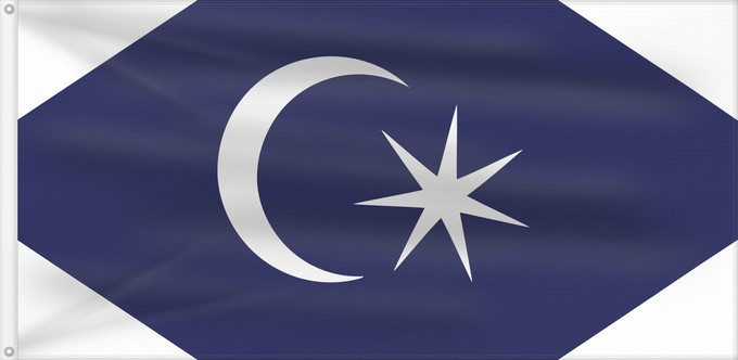 Flag, with two metal eyelets and reinforced hoist: Permaisuri Johor Standard of the Permaisuri of Johor, Malaysia Étendard de la Permaisuri de Johor Estandarte de la Permaisuri de Johor Standarte der Permaisuri von Johor Stendardo della Permaisuri di Johor