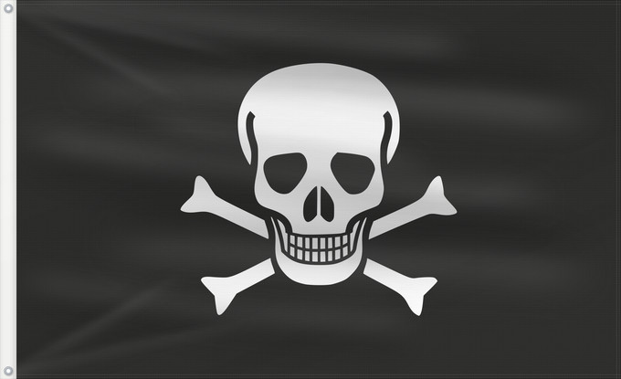 Drapeau, avec deux œillets métalliques et guindant renforcé : Pirate A Pirate Flag, Made out with Skull and crossbones