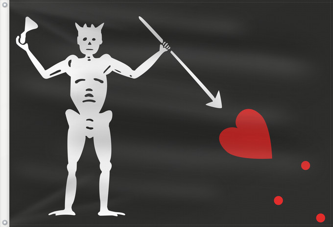 Flag, with two metal eyelets and reinforced hoist: Pirate Flag of Blackbeard Edward Teach Illustration of Blackbeard s Jolly Roger flag