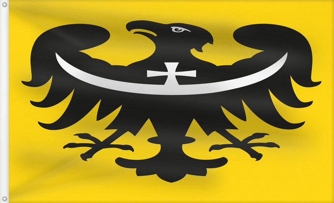 Drapeau, avec deux œillets métalliques et guindant renforcé : POL województwo dolnośląskie	Lower Silesia Voivodeship	Województwa dolnośląskiego	Dolnoslezského vojvodství