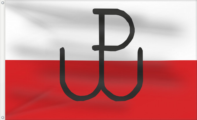 Flag, with two metal eyelets and reinforced hoist: Polish Underground State	Polish underground state