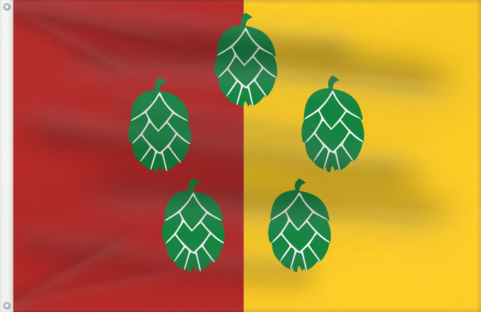 Flag, with two metal eyelets and reinforced hoist: Poperinge vlag	Poperinge