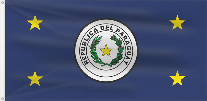 Drapeau, avec deux œillets métalliques et guindant renforcé : President of Paraguay	Presidential standard of Paraguay	Étendard présidentiel du Paraguay	Estandarte presidencial de Paraguay	Standarte des Präsidenten von Paraguay	Stendardo presidenziale del Paraguay	Coat of arms of Paraguay Extracted from Image Flag of
