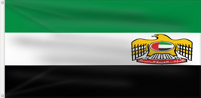 Drapeau, avec deux œillets métalliques et guindant renforcé : President of the United Arab Emirates	President of the United Arab Emirates  Presidential Standard	Étendard présidentiel des Émirats arabes unis	Estandarte presidencial de los Emiratos Árabes Unidos	Standarte des Präsidenten der Vereinigten Arabischen Emi