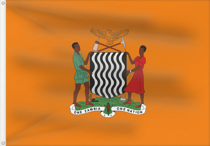 Drapeau, avec deux œillets métalliques et guindant renforcé : President of Zambia	Presidential Standard of Zambia	Étendard Présidentiel de Zambie	Estandarte Presidencial de Zambia	Präsidentenstandarte von Sambia	Stendardo Presidenziale dello Zambia	Standard of the President Of Zambia