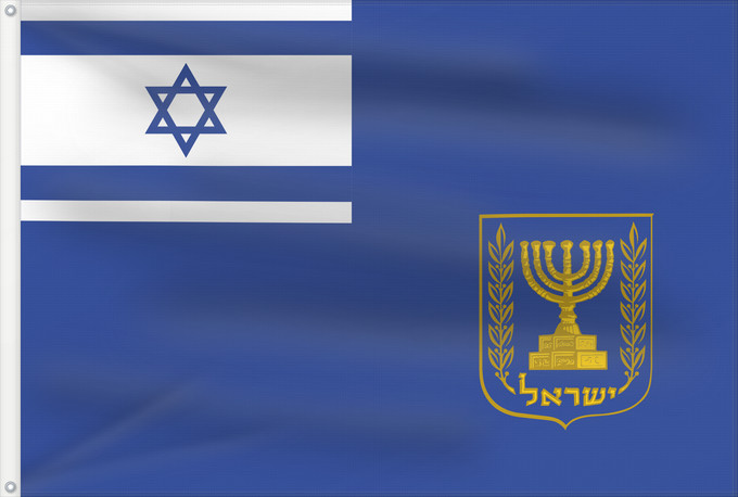 Drapeau, avec deux œillets métalliques et guindant renforcé : Prime Minister of Israel	Israel Prime Minister	Premier ministre d'Israël	Primer Ministro de Israel	Premierminister Israels	Primo Ministro di Israele	דגל ראש הממשלה תיאור הדגל אורך הדגל – 130 ס מ