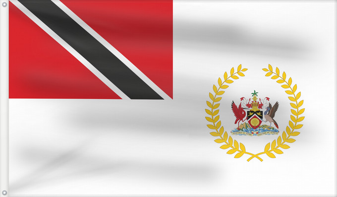 Drapeau, avec deux œillets métalliques et guindant renforcé : Prime Minister of Trinidad and Tobago	Premier ministre de Trinité-et-Tobago	Primer Ministro de Trinidad y Tobago	Premierminister von Trinidad und Tobago	Primo Ministro di Trinidad e Tobago