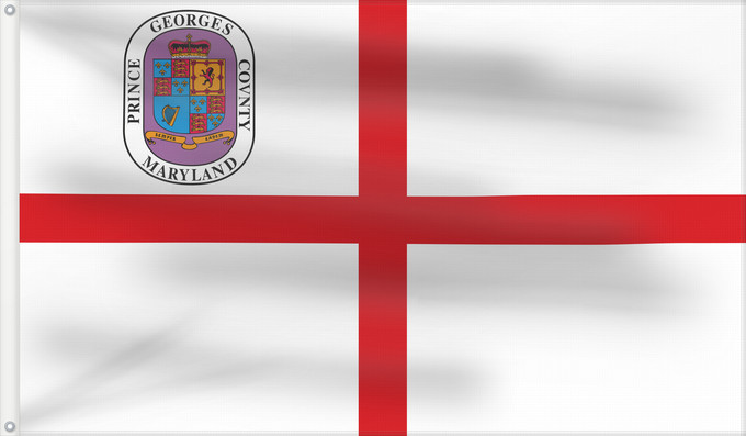 Drapeau, avec deux œillets métalliques et guindant renforcé : Prince George s County, Maryland	Prince George s County	Comté de Prince George (sceau 1958-1971)	Condado de Prince George (sello 1958-1971)	Prince George's County (Siegel 1958-1971)	Contea di Prince George (sigillo 1958-1971)