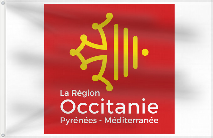 Flag, with two metal eyelets and reinforced hoist: Région Occitanie Region administrativa francesa d Occitània
