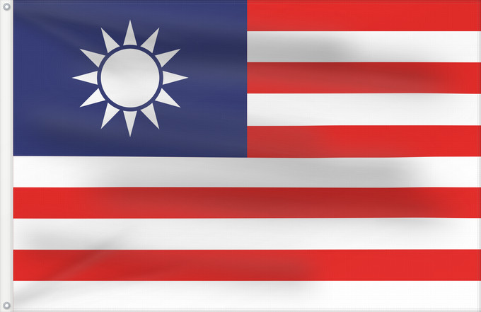 Drapeau, avec deux œillets métalliques et guindant renforcé : Republic of China  draft 1	Draft 1 of the flag of Republic of China	République de Chine (brouillon 1)	República de China (borrador 1)	Republik China (Entwurf 1)	Repubblica di Cina (bozza 1)	​中华民国国旗的草案之一。	​中華民國國旗的草案之一。