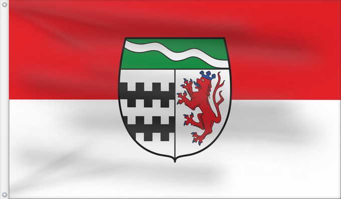 Drapeau, avec deux œillets métalliques et guindant renforcé : Rheinisch-Bergischer Kreis Beschreibung der Flagge Der Rheinisch-Bergische Kreis führt eine Flagge