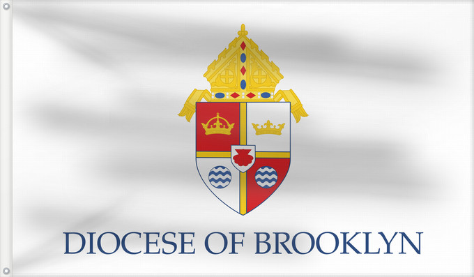 Drapeau, avec deux œillets métalliques et guindant renforcé : Roman Catholic Diocese of Brooklyn A representation of the flag of the Roman Catholic Diocese of Brooklyn in Brooklyn and Queens Diocèse catholique romain de Brooklyn Diócesis Católica Romana de Brooklyn Römisch-katholische Diözese Brooklyn Diocesi Cattol